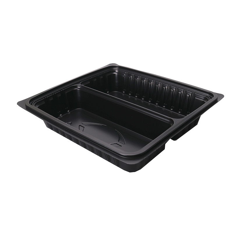 BOPS蓋黑色方形兩格快餐盒